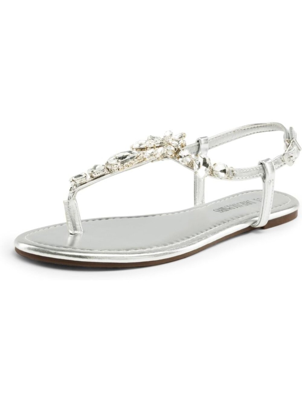 Dream Pairs Women's Silver Thong Sparkle Rhinestone Comfortable Flat Sandals